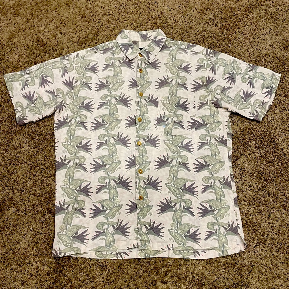 RARE tabasco hot sauce sportswear brand tropical pattern button-up